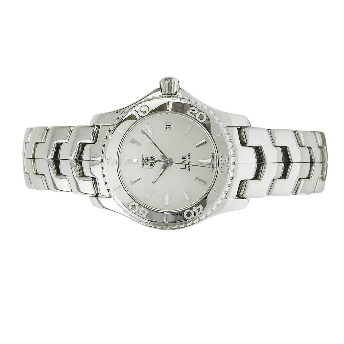 リンク デイト WJ1313-0 SS シェル文字盤 ホワイト クオーツ レディース