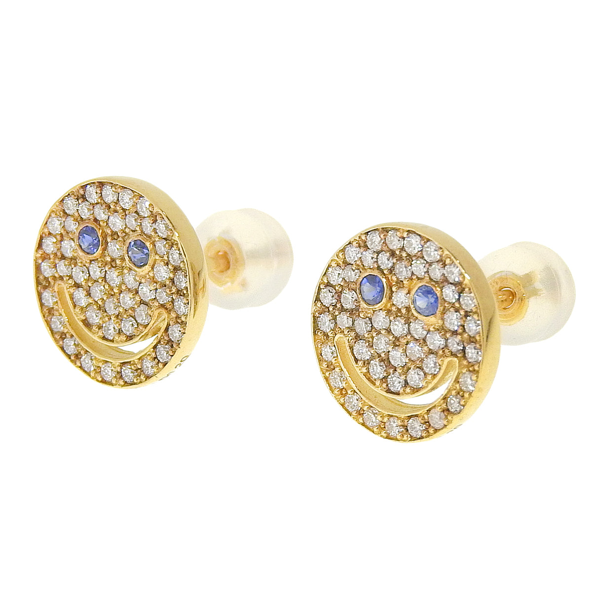 スマイル ダイヤモンドピアス S0.04,0.04/D0.20,0.20 イエローゴールド K18YG