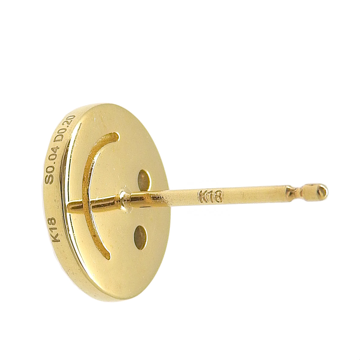 微笑钻石耳环 S0.04,0.04/D0.20,0.20 18K黄金