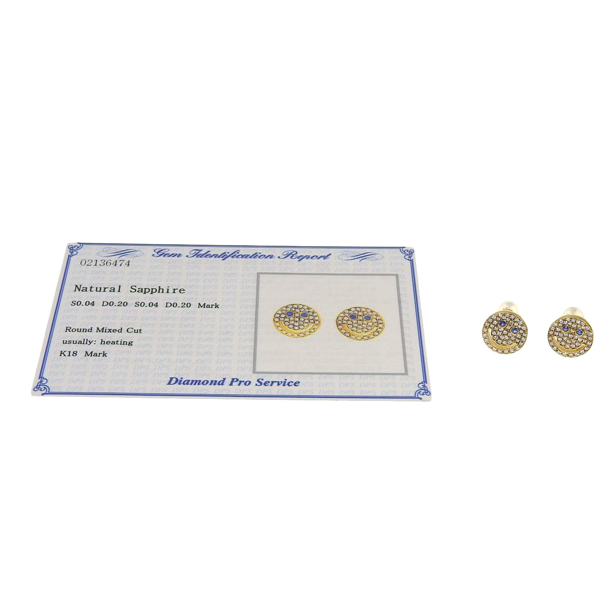 微笑钻石耳环 S0.04,0.04/D0.20,0.20 18K黄金