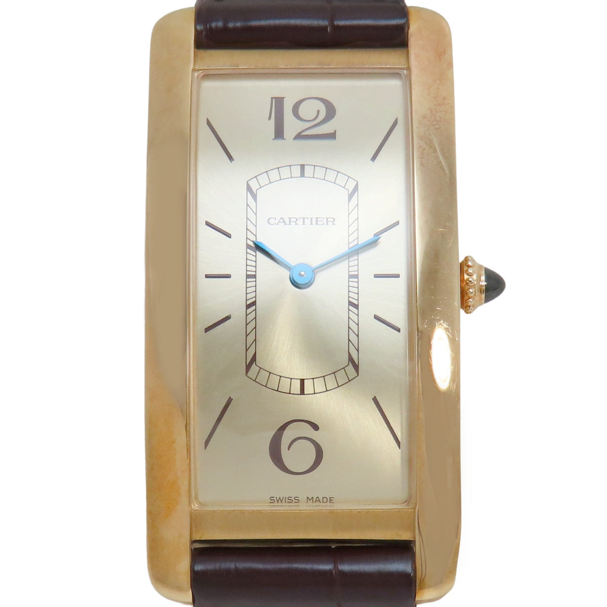 Tank Cintrée LM WQTA0026 YG/皮革香槟金手动上链男士腕表