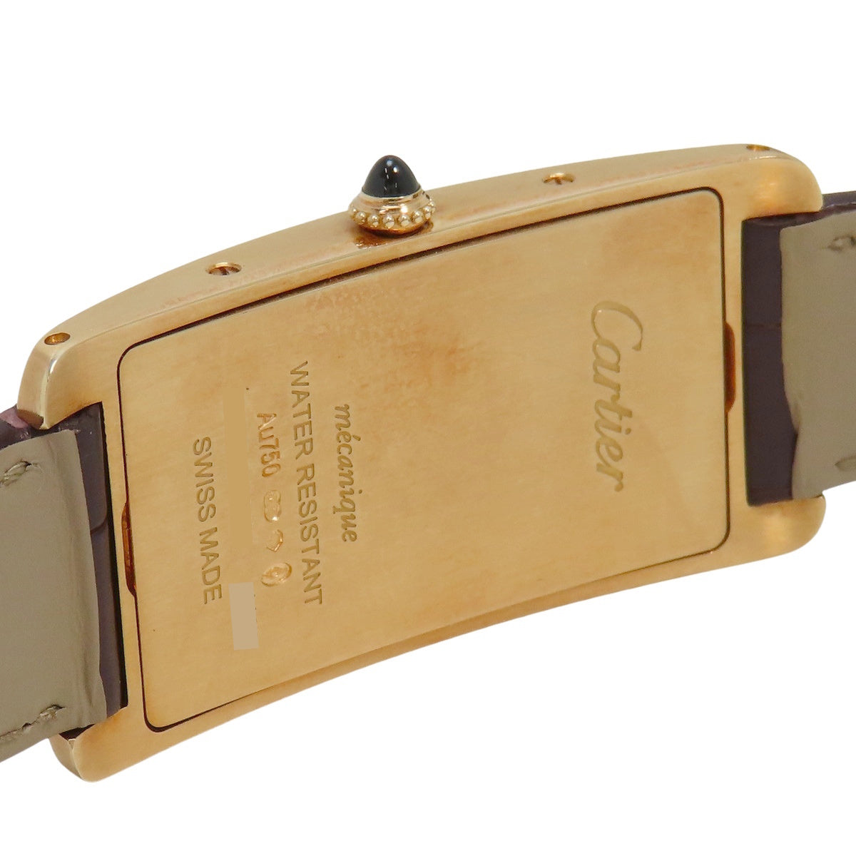 Tank Cintrée LM WQTA0026 YG/皮革香槟金手动上链男士腕表