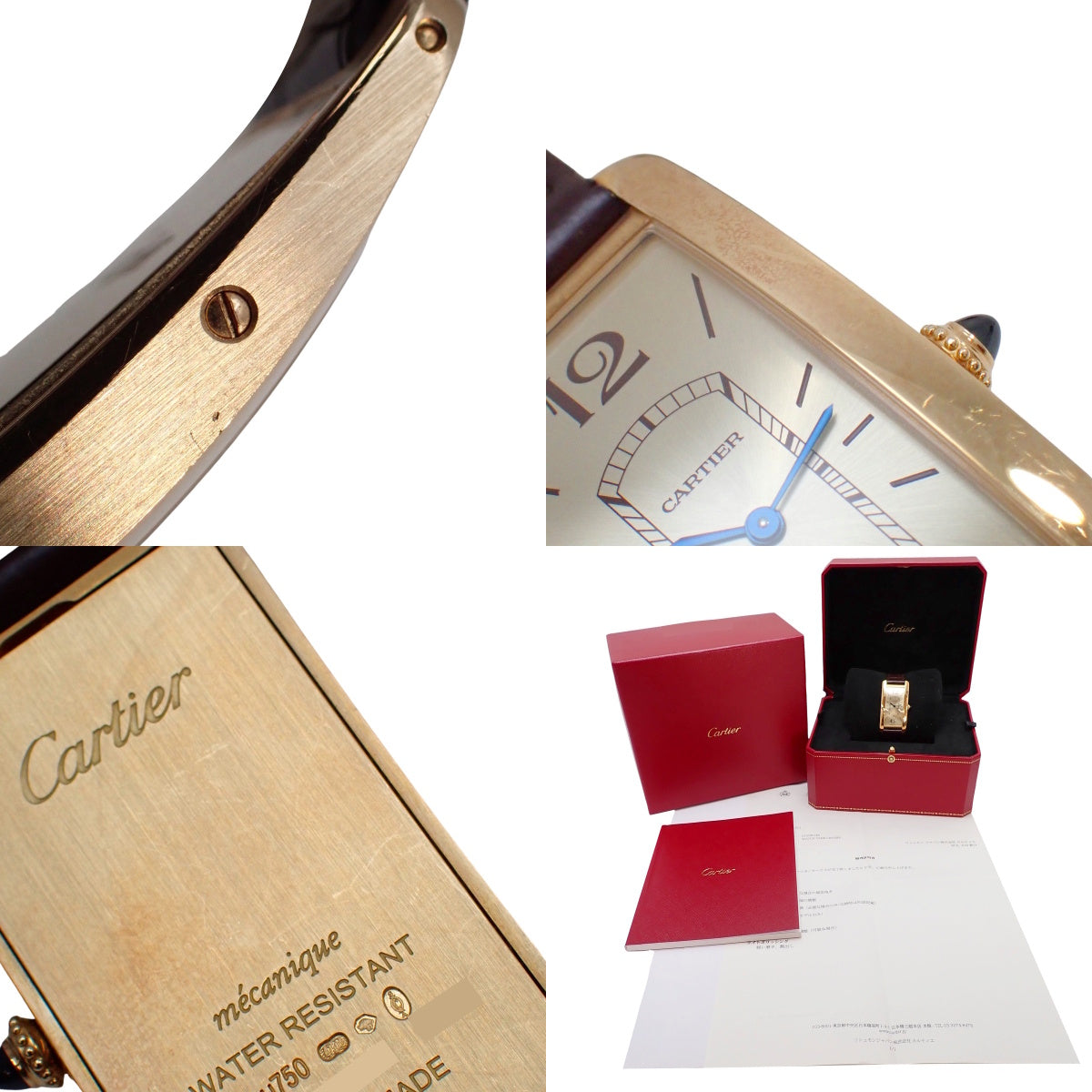 Tank Cintrée LM WQTA0026 YG/皮革香槟金手动上链男士腕表