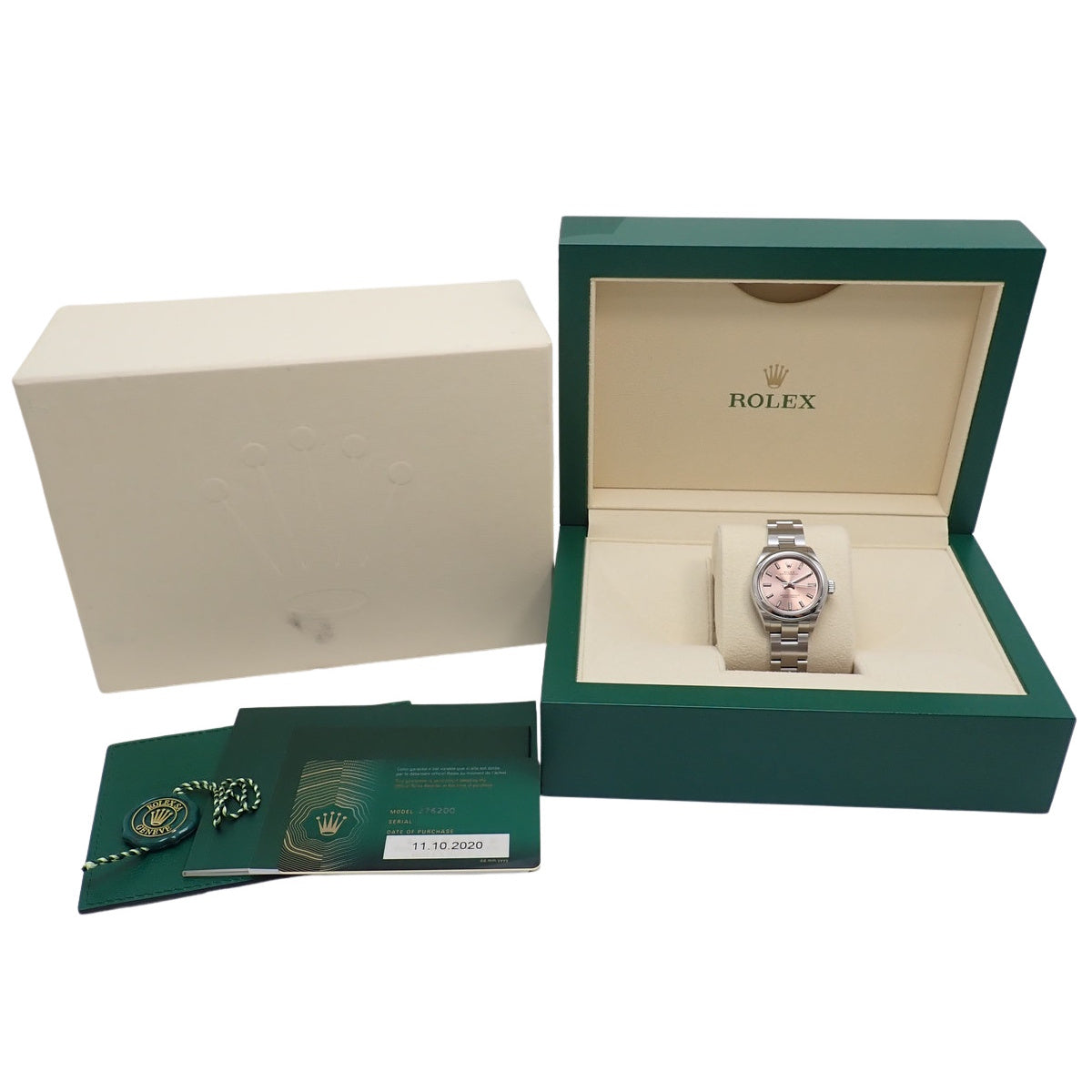 276200 Oyster Perpetual 28 SS, random serial number, automatic winding, pink dial.