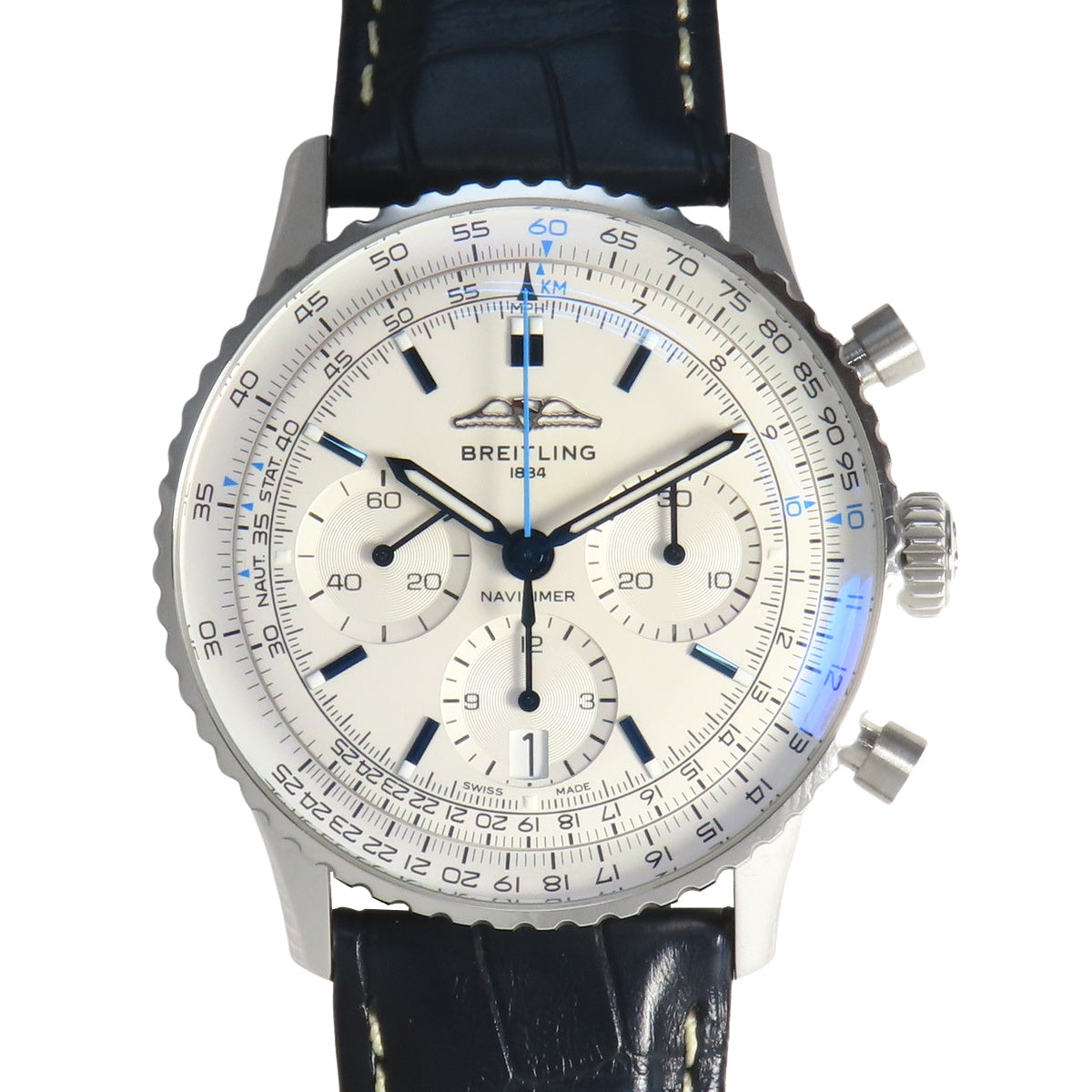 ナビタイマーB01 クロノグラフ41 AB0139 SS/革 ホワイト 自動巻き メンズ