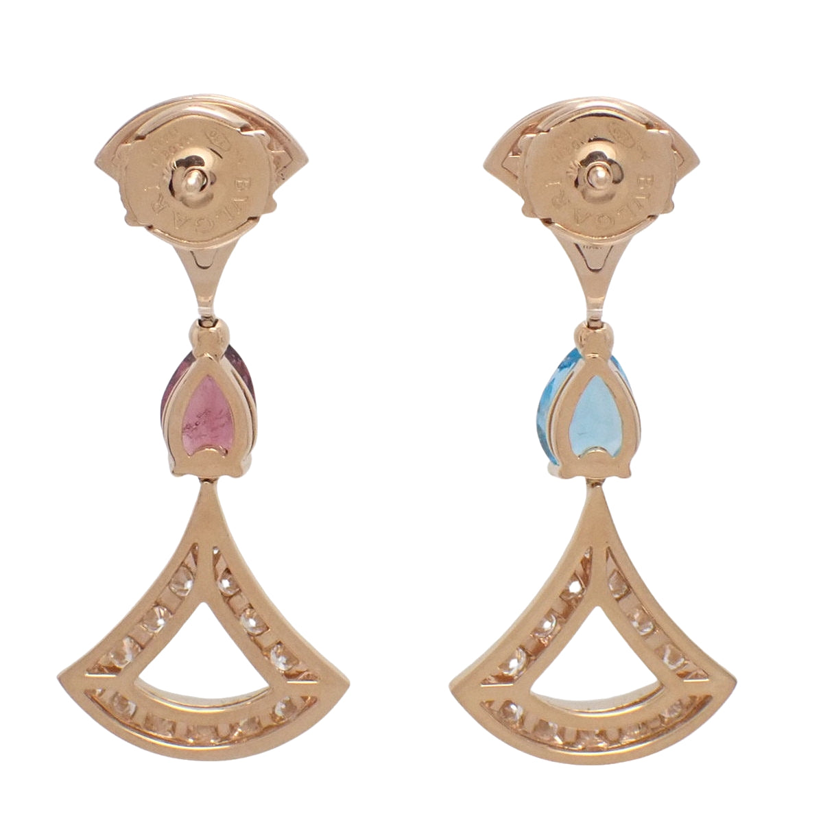 Diva Dream 耳环，钻石/蓝色托帕石/碧玺，K18PG，7.4克