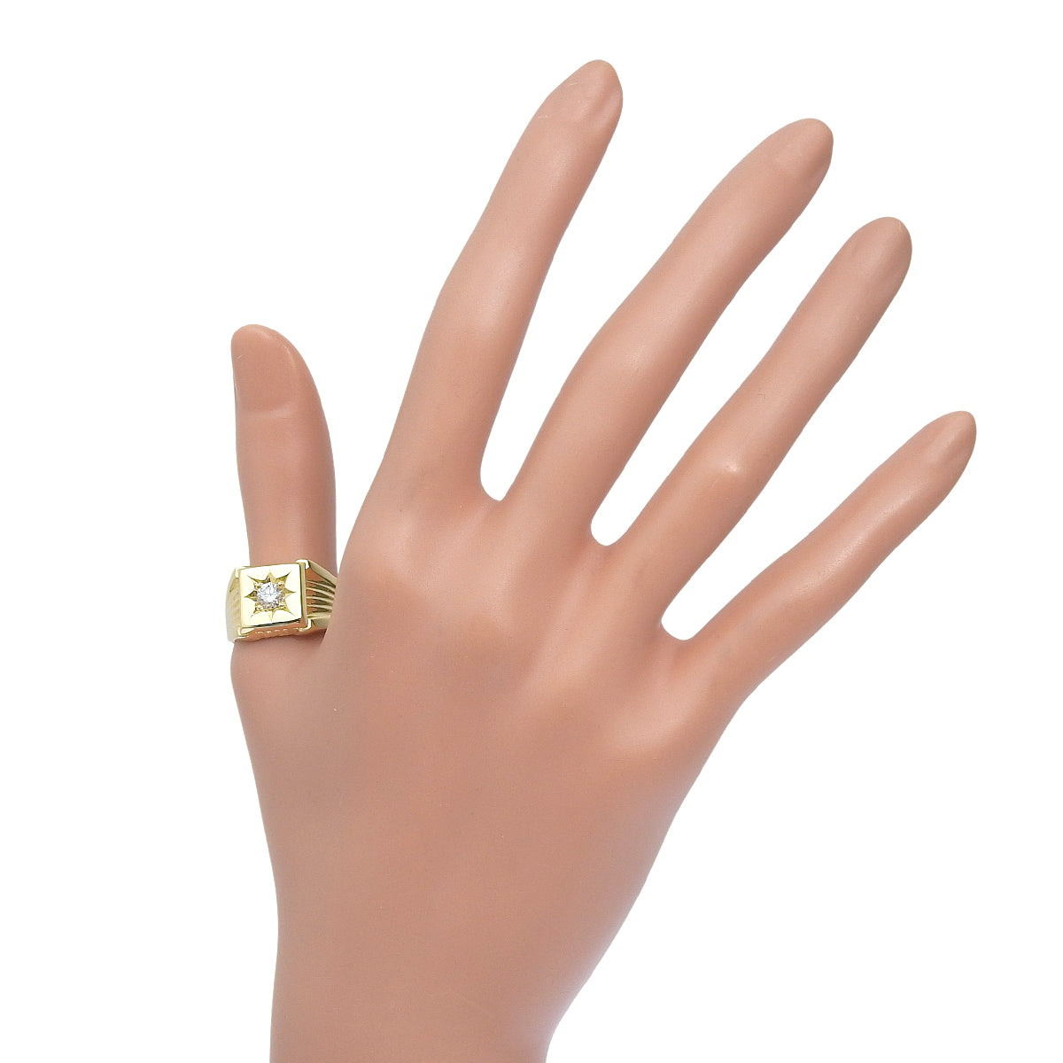 ダイヤモンド 印台 リング イエローゴールド K18YG