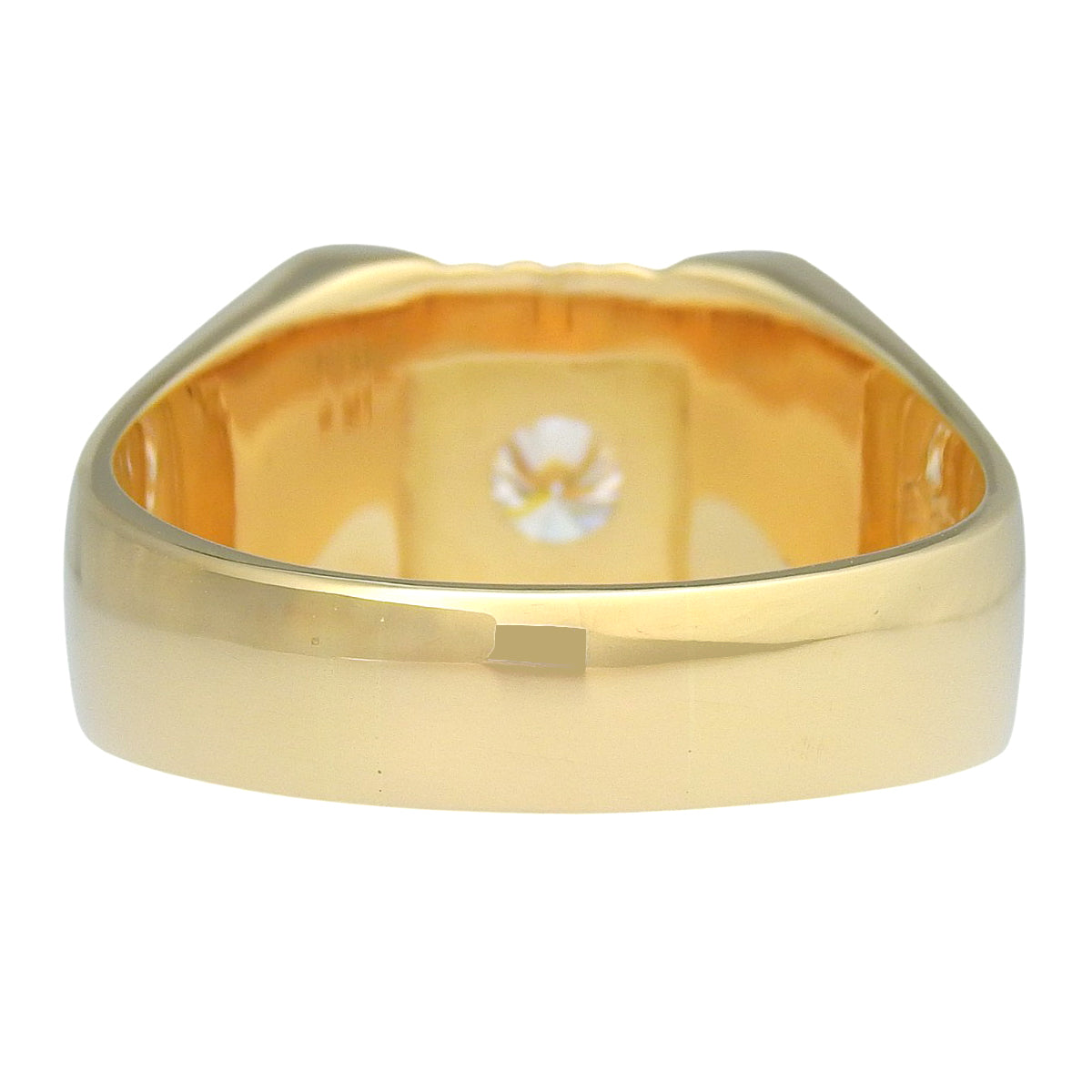 ダイヤモンド 印台 リング イエローゴールド K18YG