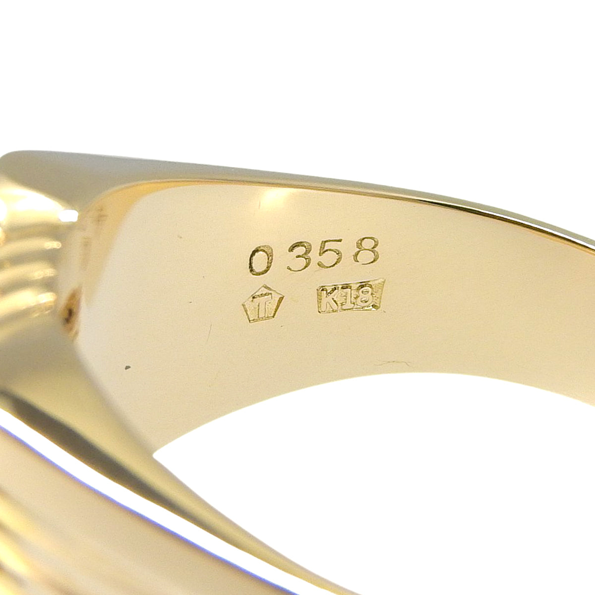 ダイヤモンド 印台 リング イエローゴールド K18YG