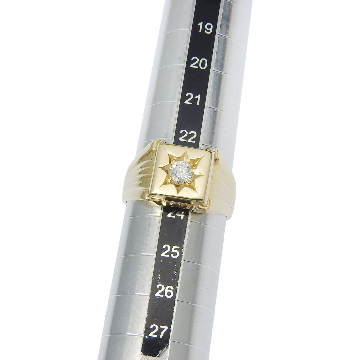 ダイヤモンド 印台 リング イエローゴールド K18YG