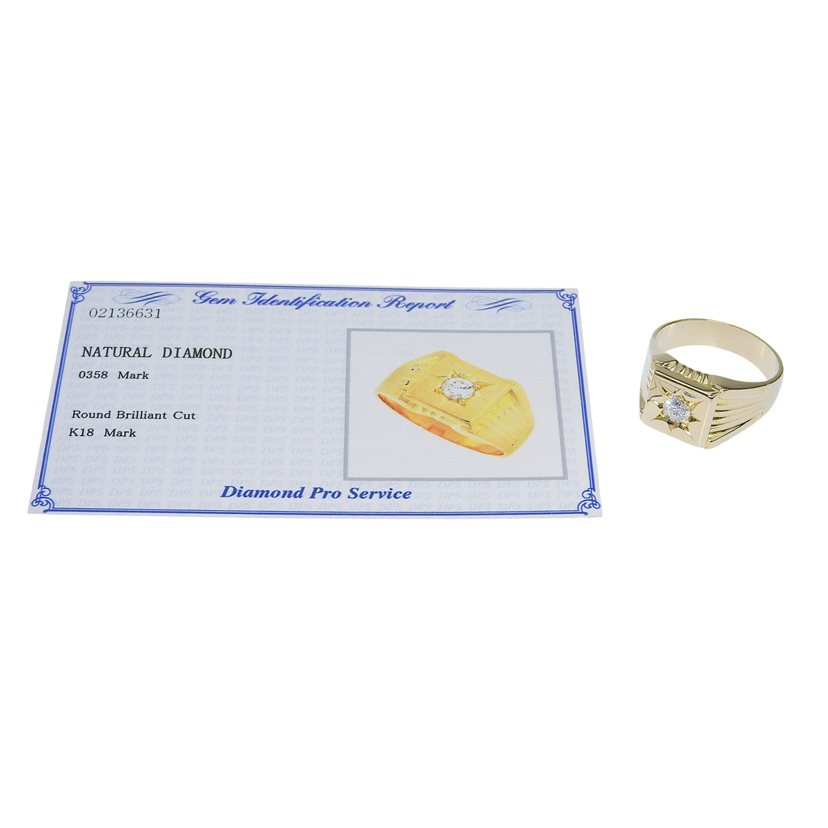 ダイヤモンド 印台 リング イエローゴールド K18YG