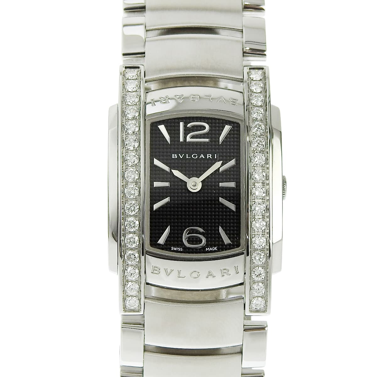 Ashoma AA35S SS Black Side Bezel Diamond Quartz Women's