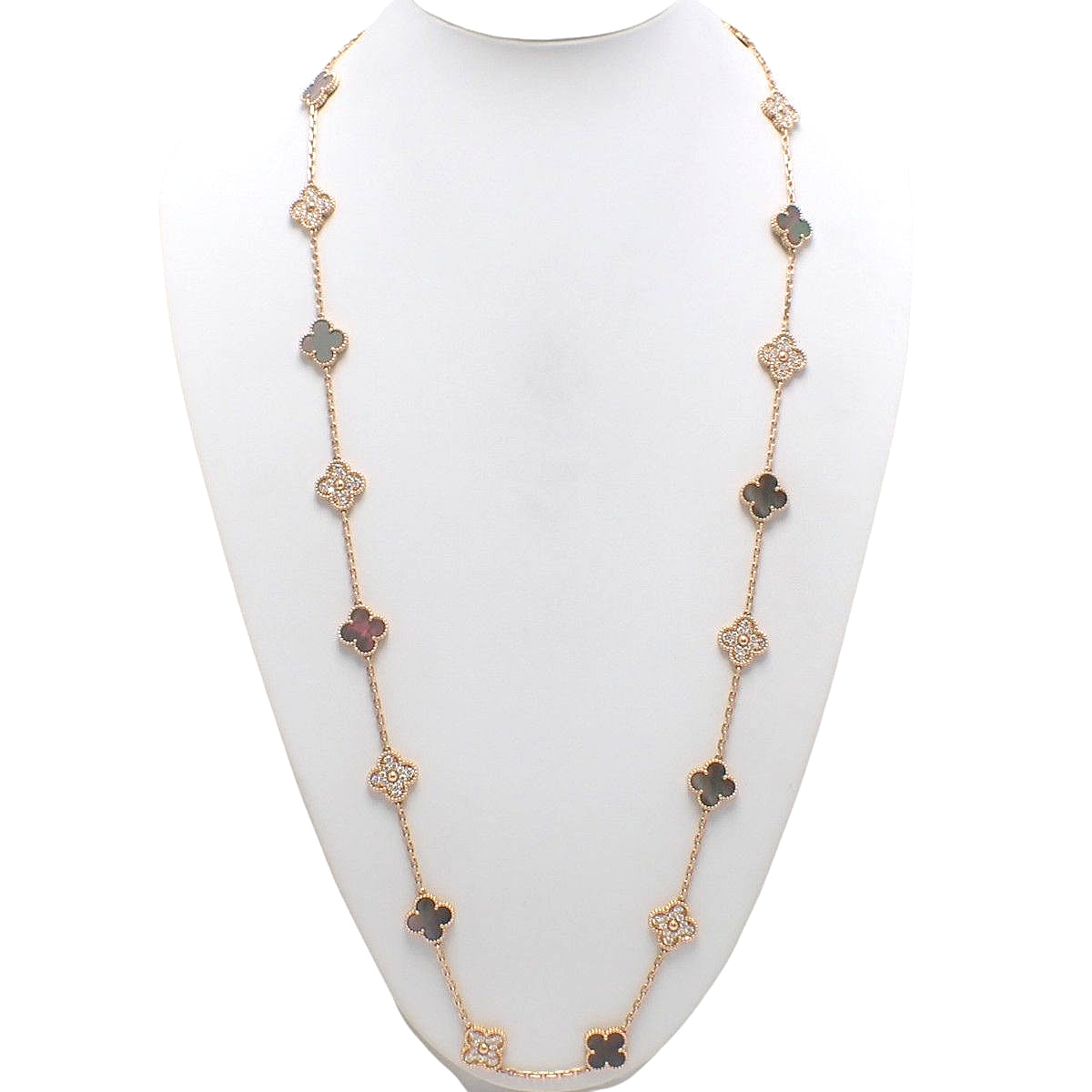 ヴィンテージアルハンブラ ロングネックレス 20モチーフ K18PG 53.2g