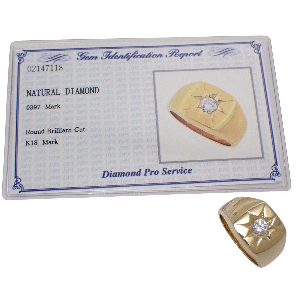 ダイヤモンド 印台 リング D0.397 イエローゴールド K18YG