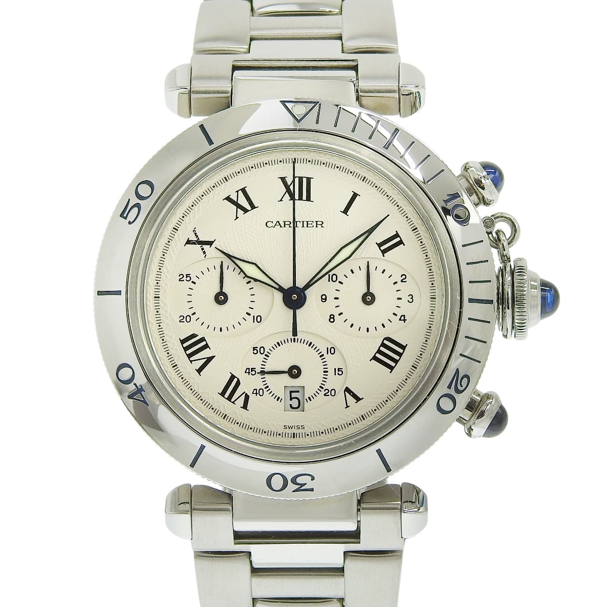 パシャ38 クロノグラフ W31018H3 SS ホワイト クオーツ メンズ