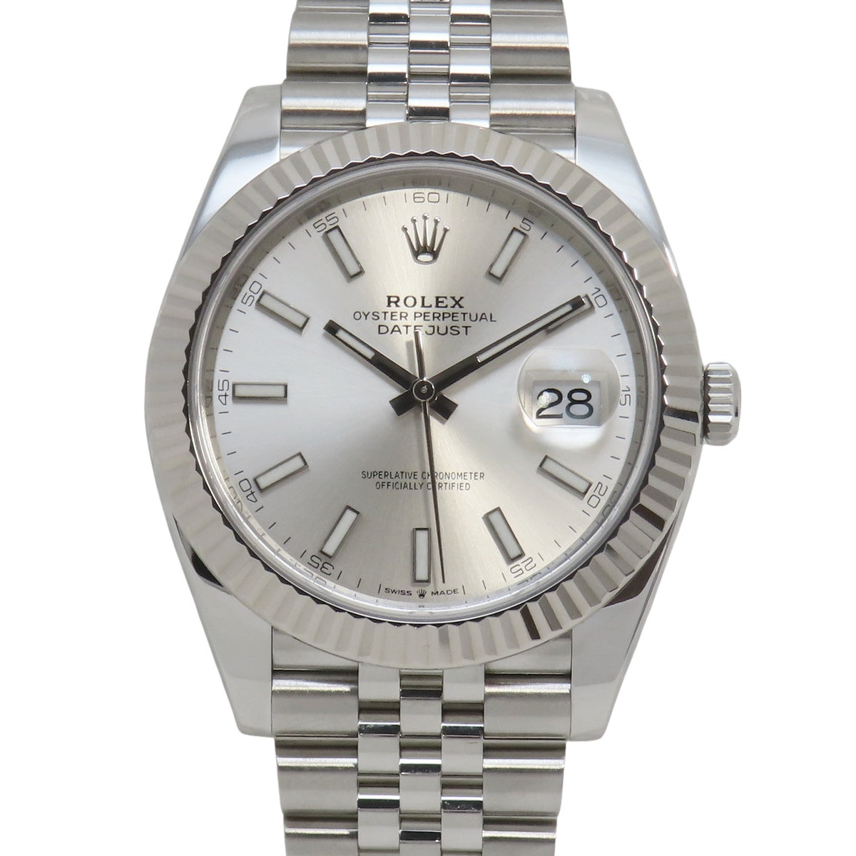Datejust 41 126334 白金/精钢表壳，随机编号，太阳纹表盘，银色，自动机械，男士腕表