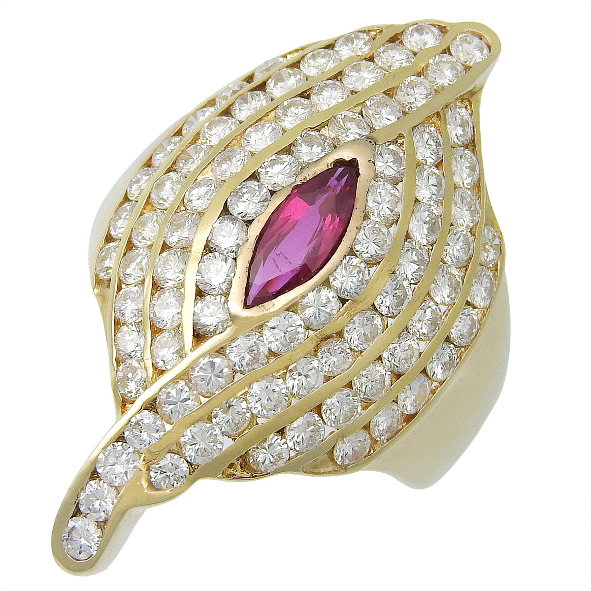 ルビーダイヤモンドリング R0.35/D2.46 イエローゴールド K18YG