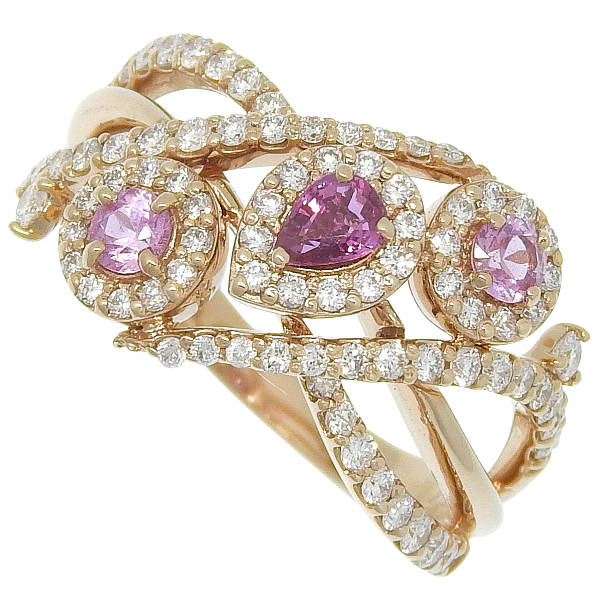 Pink sapphire ring PS0.39/D0.58 Pink gold K18PG