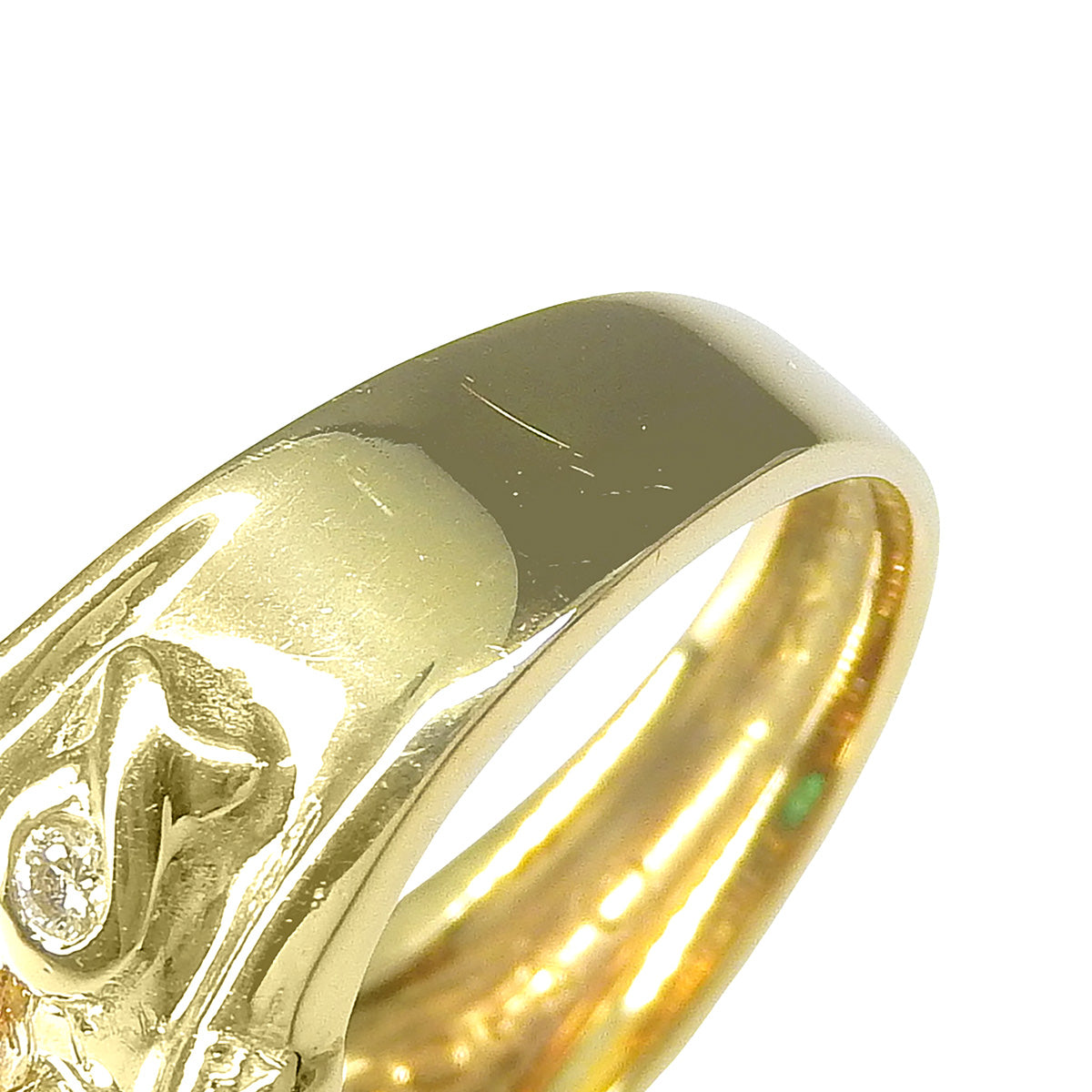 Emerald and diamond ring, E0.37/D0.10, 18K yellow gold, 6.1g