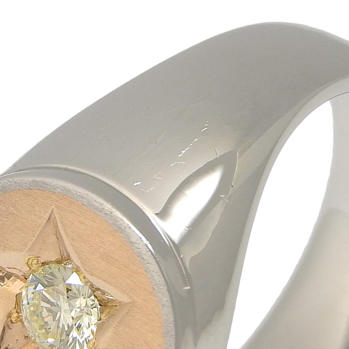 印台 ダイヤモンドリング D0.201 プラチナ Pt950 ピンクゴールド K18PG