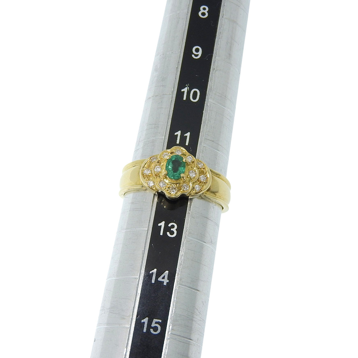 エメラルドリング E0.23/D0.03 イエローゴールド K18YG