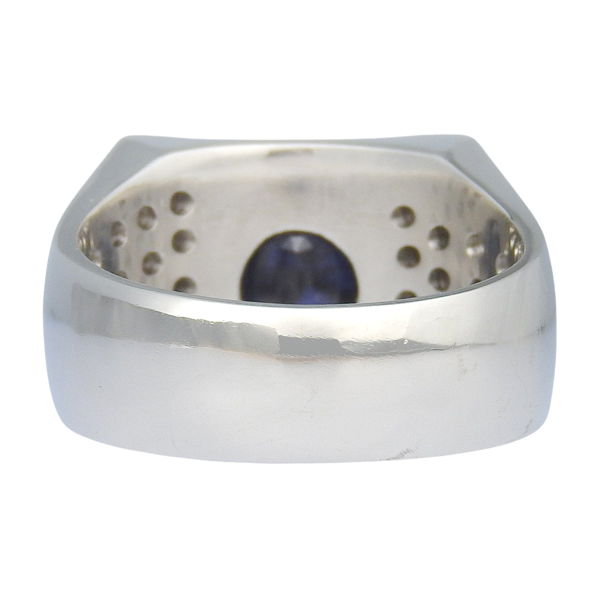 Blue sapphire and diamond ring in platinum Pt900