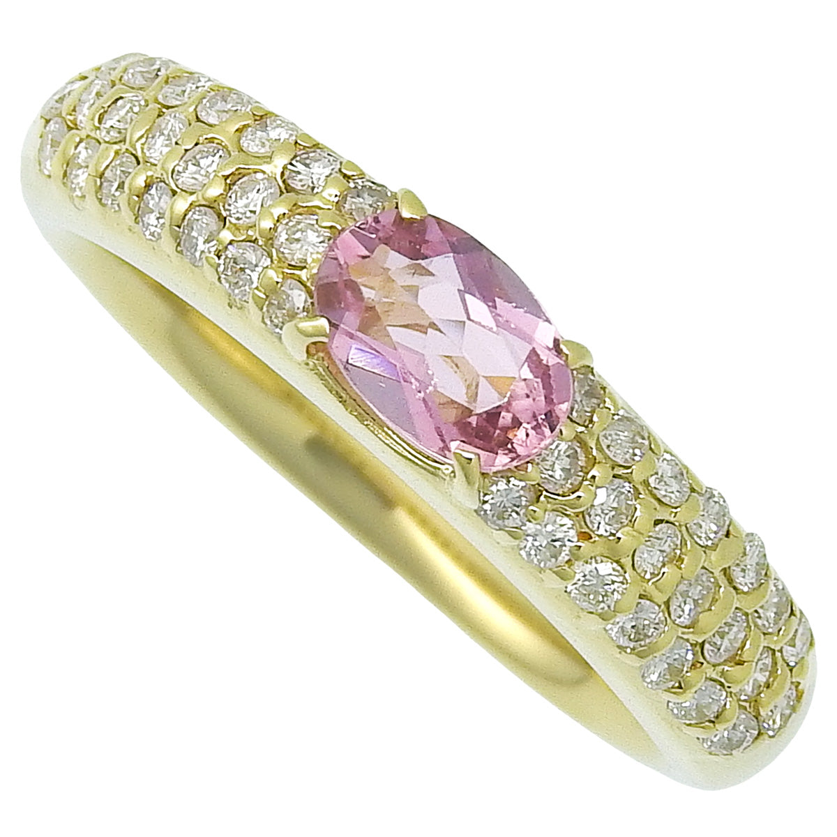 Pink tourmaline ring PT0.50/D0.40 Yellow gold K18YG