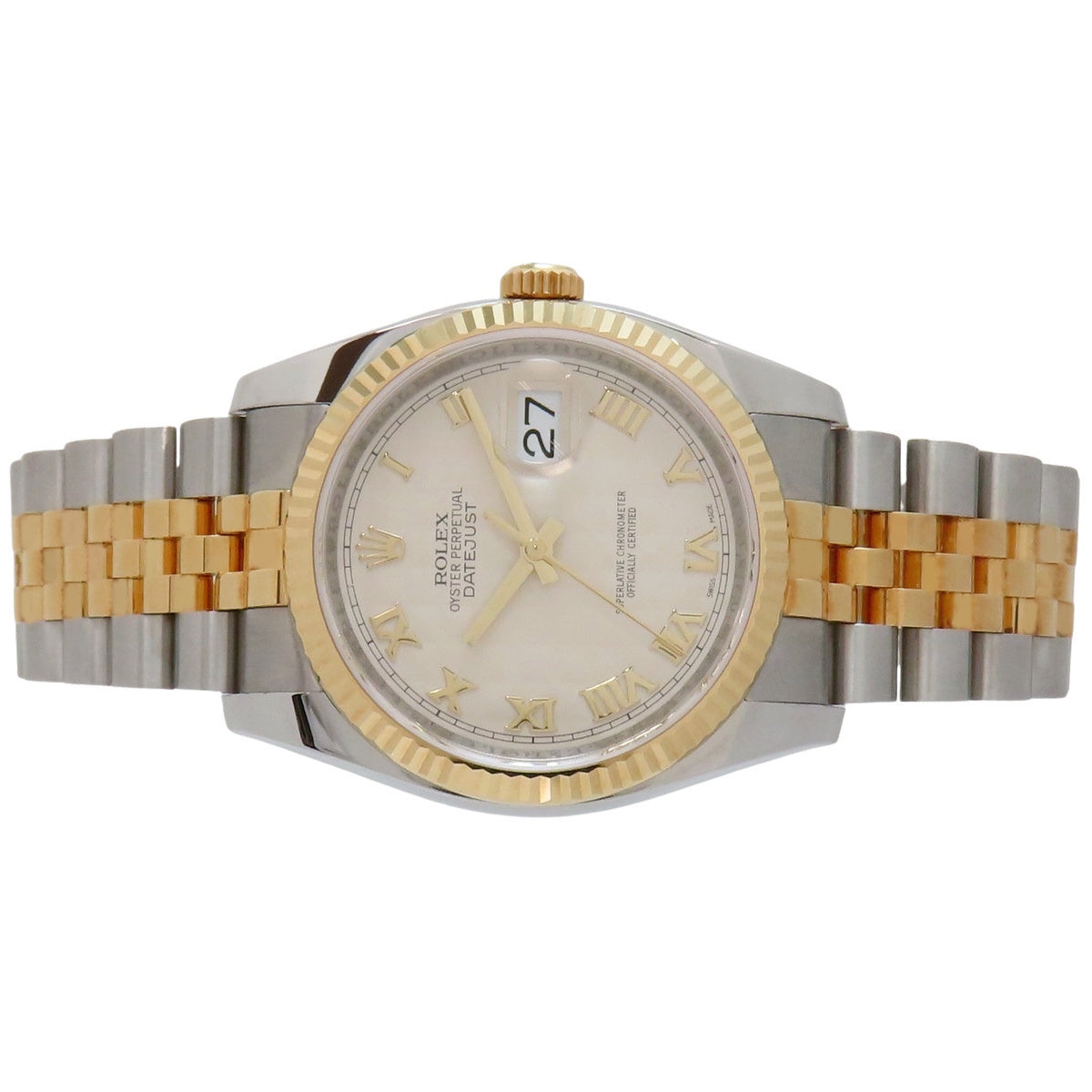 Datejust 116233 YG/SS 随机数字金字塔表盘象牙色自动男士腕表