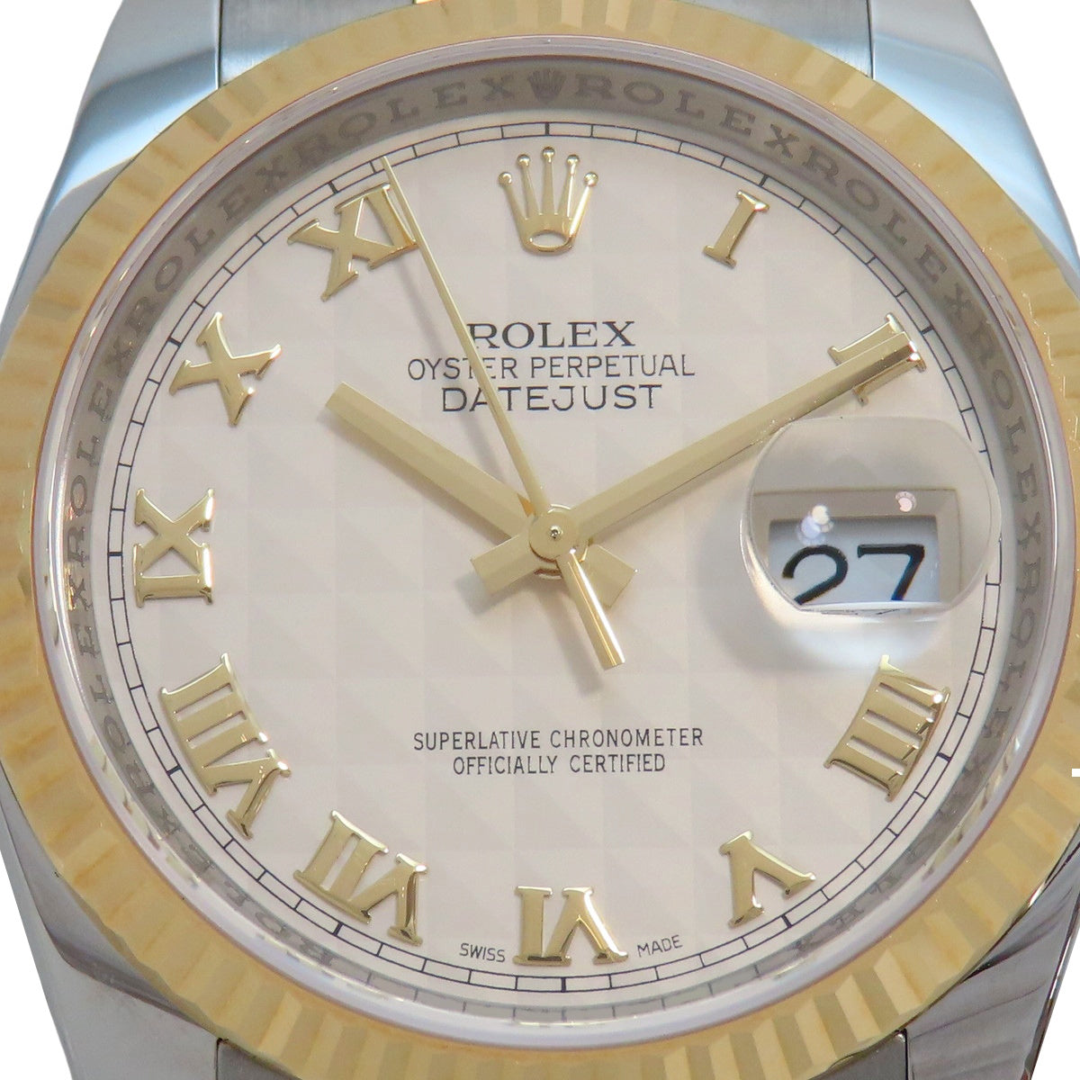 Datejust 116233 YG/SS 随机数字金字塔表盘象牙色自动男士腕表