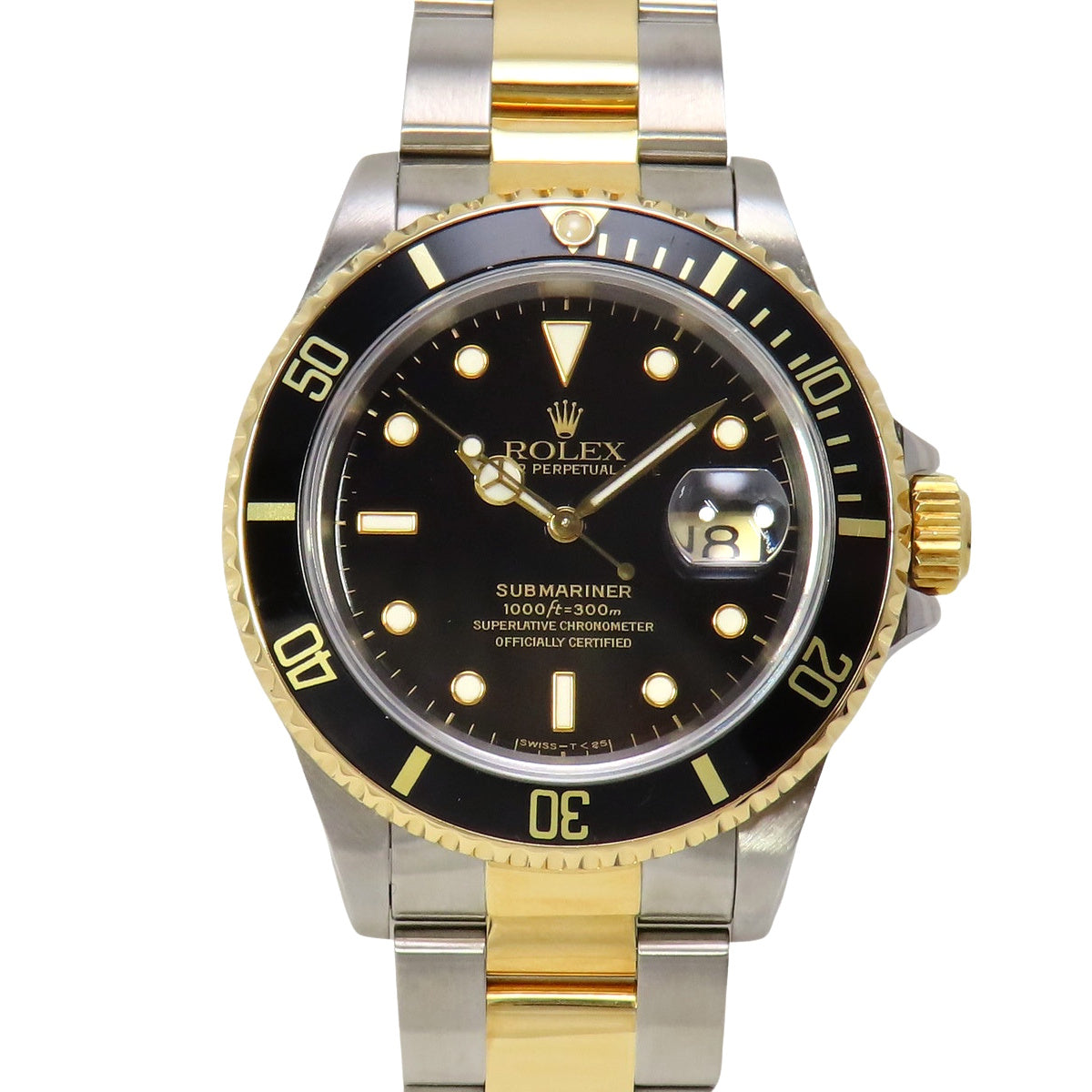 サブマリーナー デイト トリチウム 16613 YG/SS S番 ブラック 自動巻き メンズ