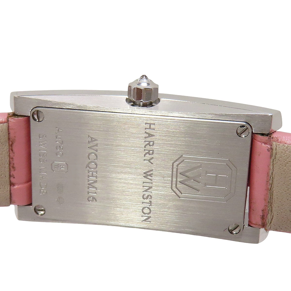 Avenue C Mini Diamond Bezel AVCQHM16 White Gold/Leather with Pink Shell Dial and Pink Quartz Movement for Women