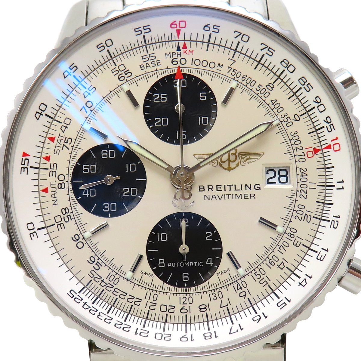 老款 Navitimer 日本版 A1332412/G796 不锈钢象牙色自动男士腕表