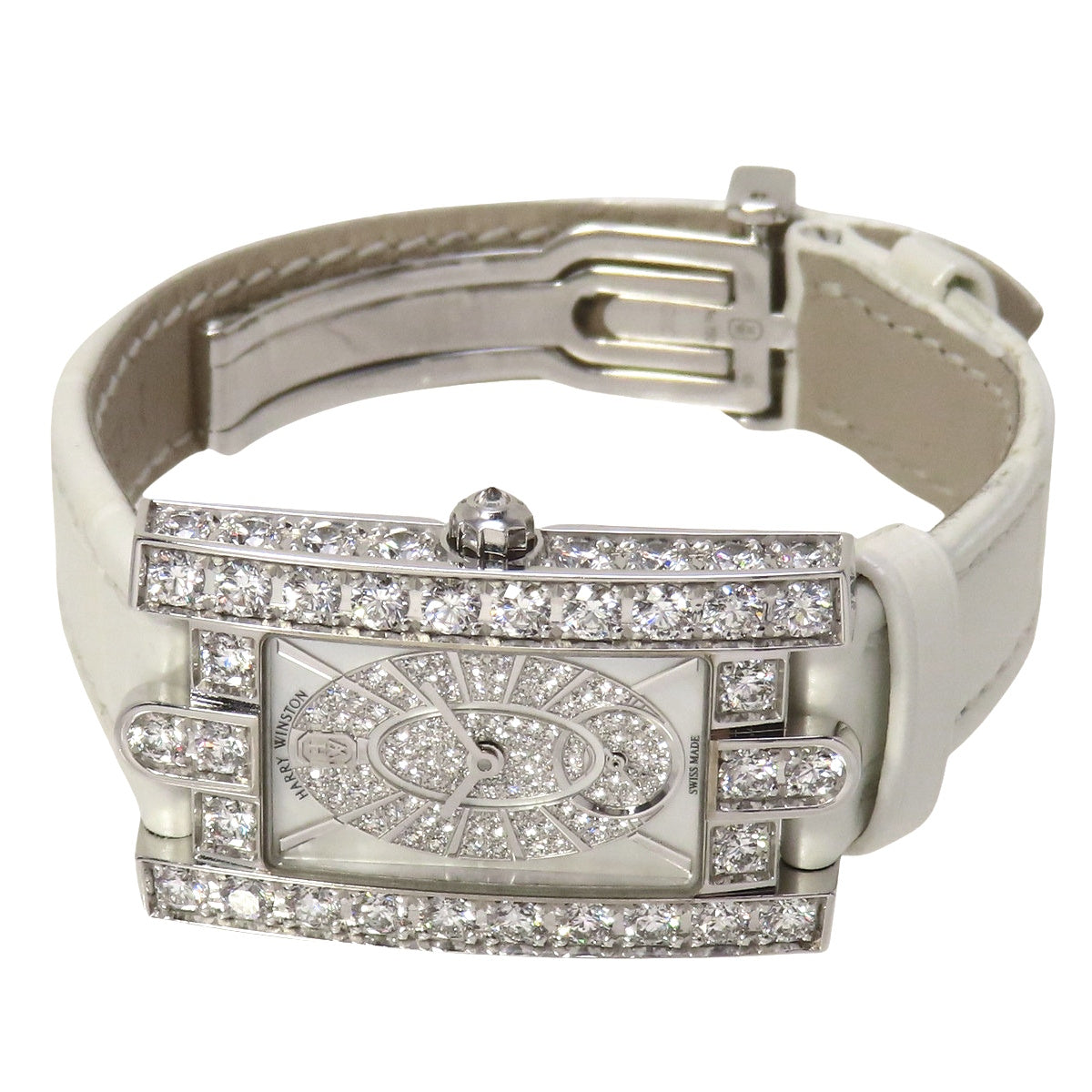 アヴェニュー エリプティック AVEQHM21WW241 WG/革 ダイヤ文字盤 クオーツ レディース