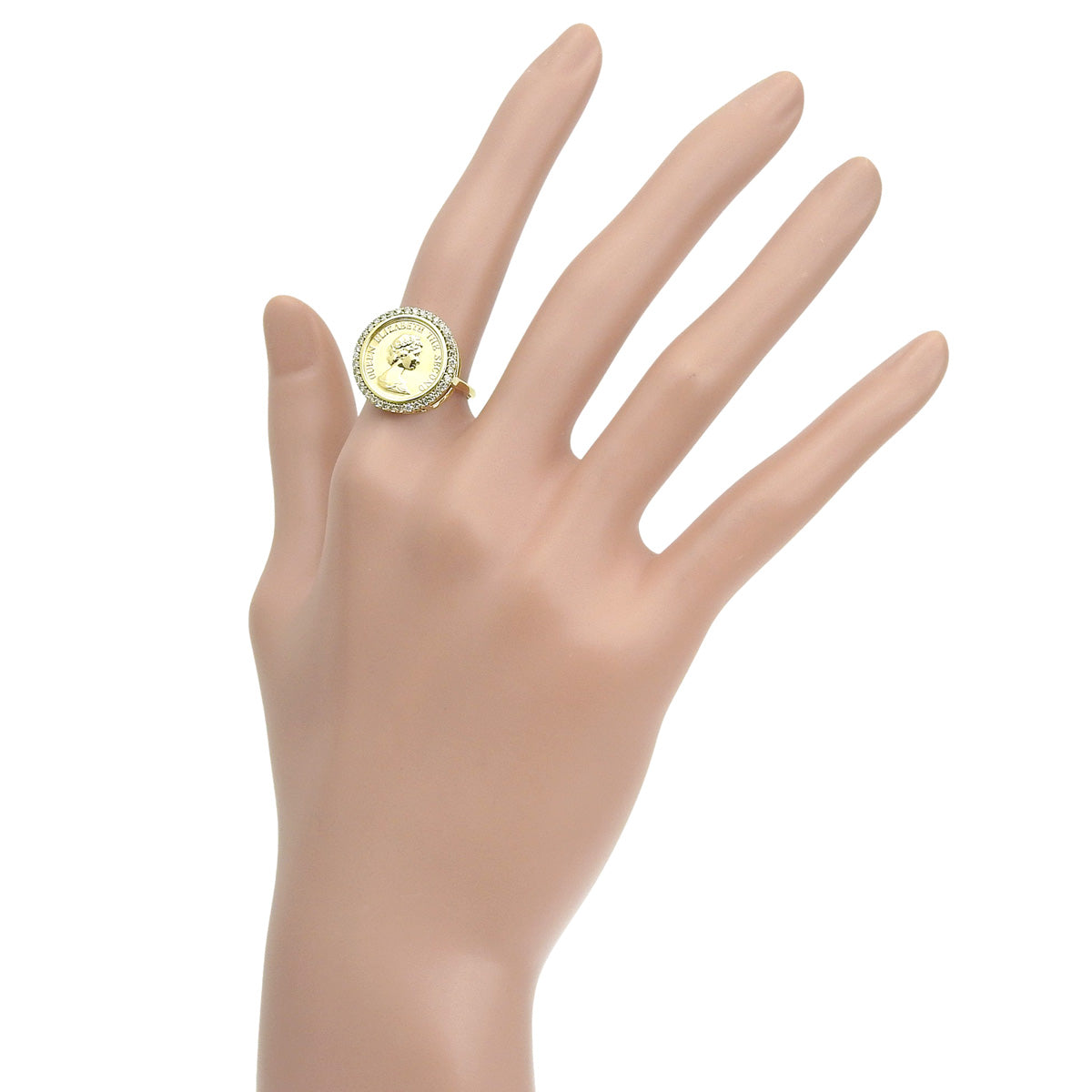 エリザベス2世 コイン ダイヤリング D0.38 イエローゴールド K18YG 3.4g