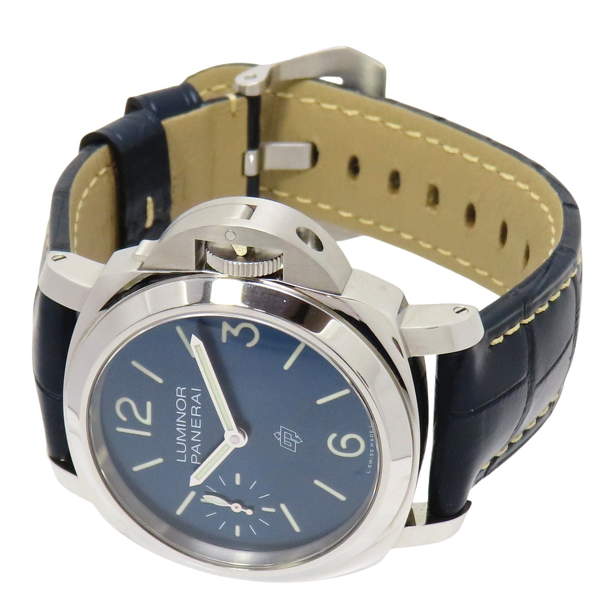 Luminor Blu Mare PAM01085 Stainless Steel/Leather Blue Manual Winding Men's