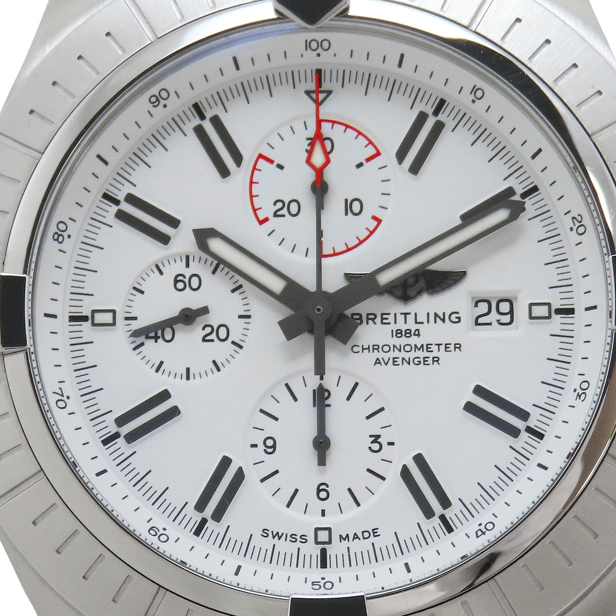 スーパーアベンジャー クロノグラフ48 A13375 SS ホワイト 自動巻き メンズ