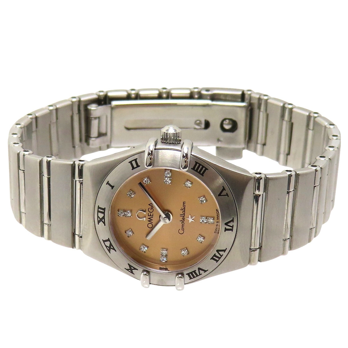 Constellation Mini 1564.66 不锈钢镶钻刻度盘粉色石英女表