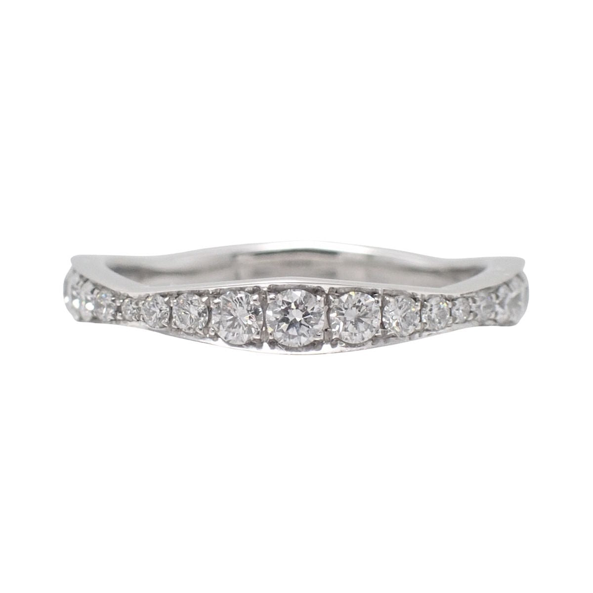 Pavé Wave Band Ring Diamond Platinum Pt950 2.7g