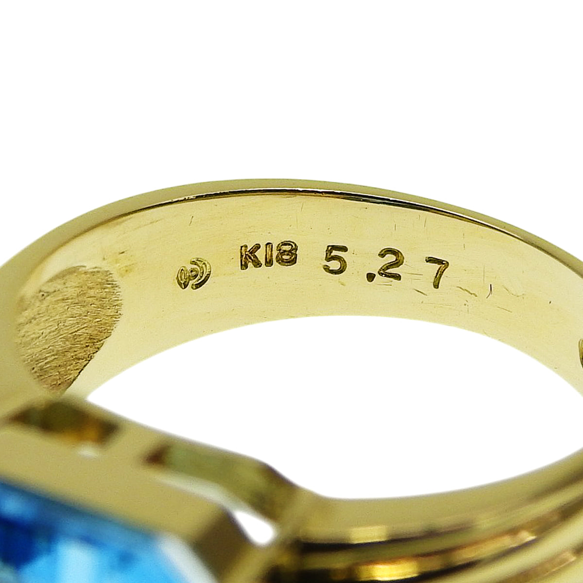 Blue Topaz Ring Diamond BT5.27/D0.09 Yellow Gold K18YG Size 10 (US) / 50 (EU) 7.1g