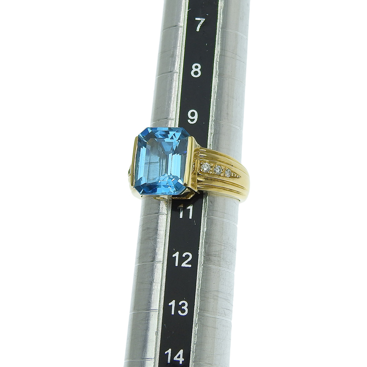Blue Topaz Ring Diamond BT5.27/D0.09 Yellow Gold K18YG Size 10 (US) / 50 (EU) 7.1g