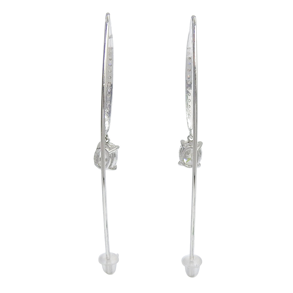 ダイヤモンド フックピアス D0.402,0.07,0.502,0.07 ホワイトゴールド K18WG 2.0g