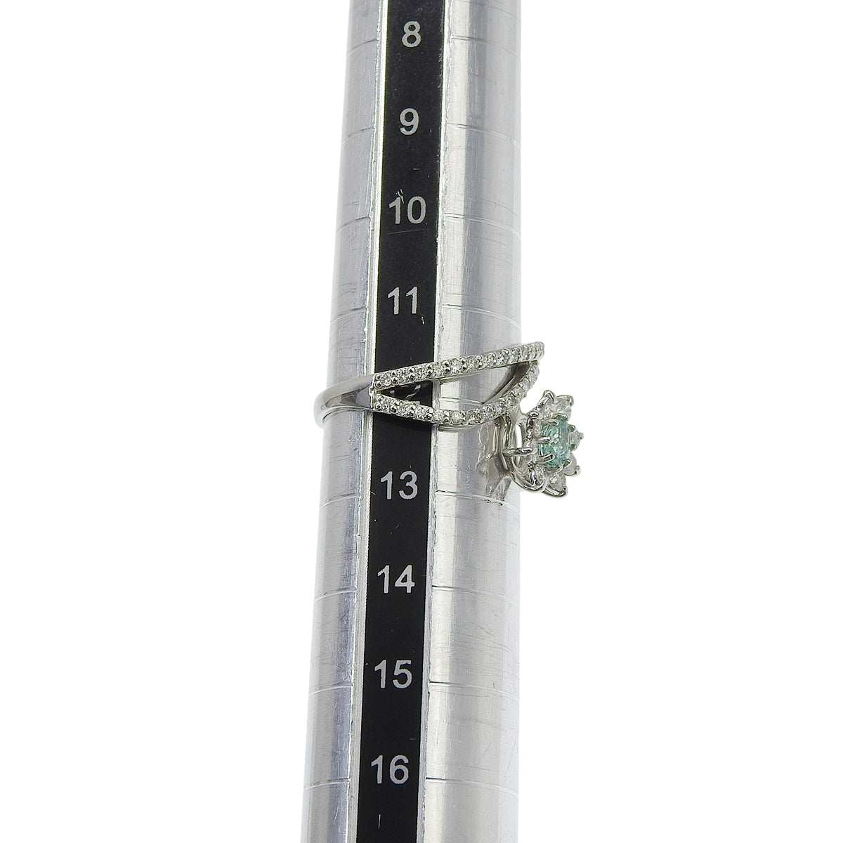 パライバトルマリン ダイヤモンド フラワーリング PAT0.23/D0.53 プラチナ Pt950 5.1g