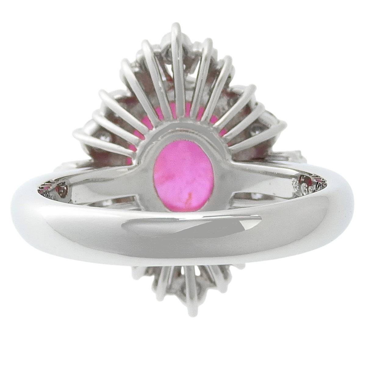 Pink sapphire and diamond ring, PS3.68/D0.73, platinum Pt900, size 12 (52), 9.6g