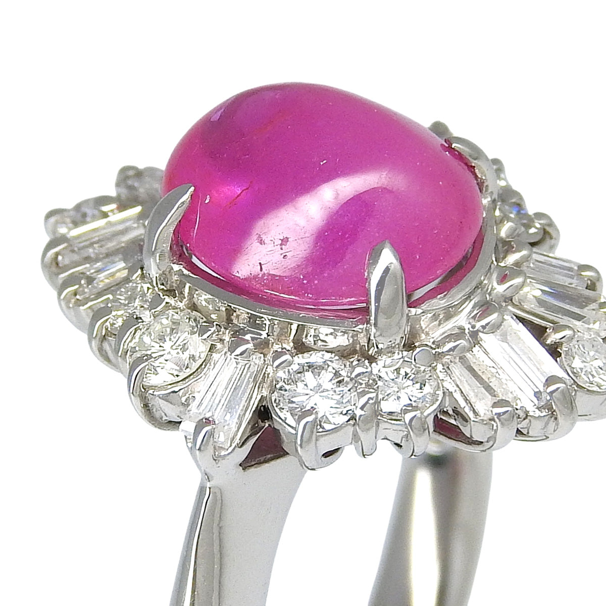 Pink sapphire and diamond ring, PS3.68/D0.73, platinum Pt900, size 12 (52), 9.6g