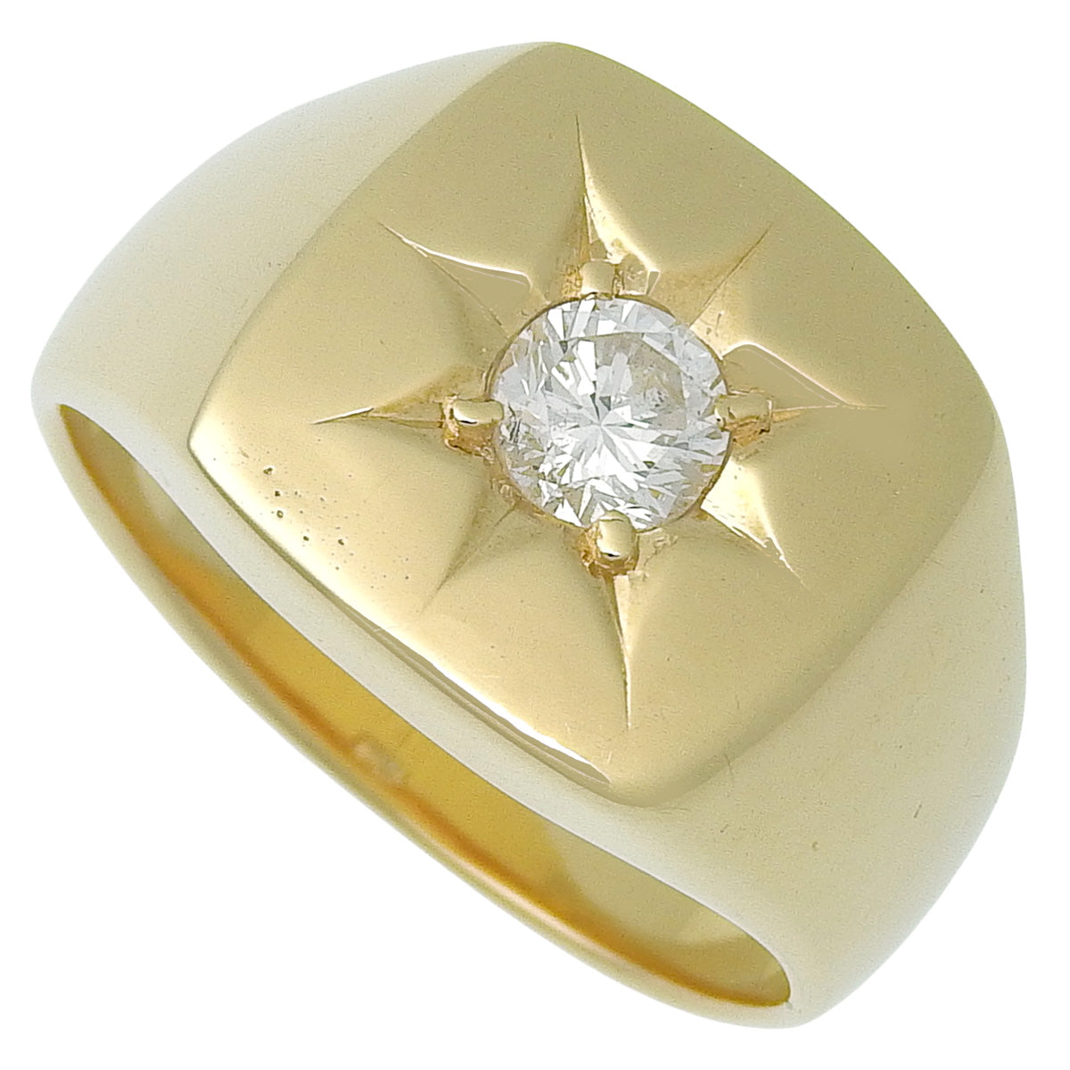 Signet Diamond Ring D0.40 Yellow Gold K18YG