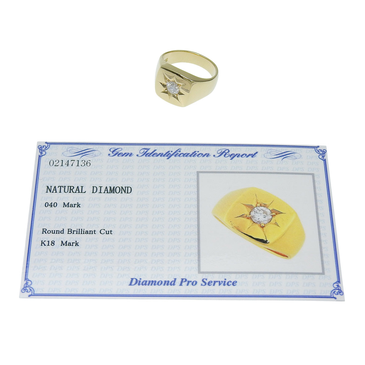 印台 ダイヤモンドリング D0.40 イエローゴールド K18YG
