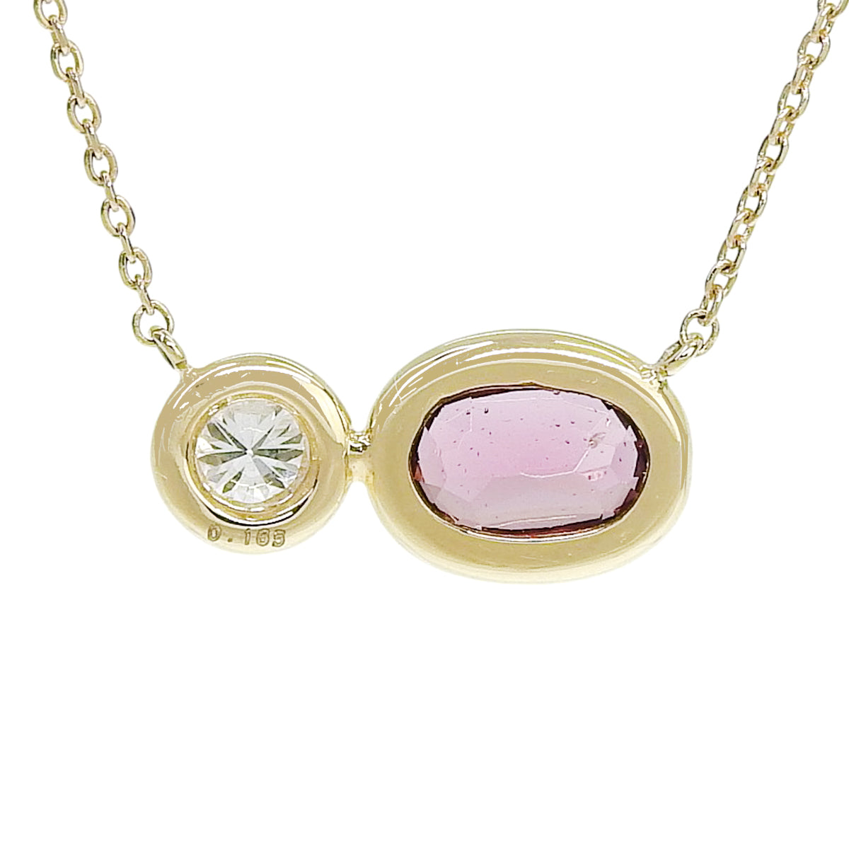 Garnet necklace D0.165 Yellow gold K18YG 2.3g