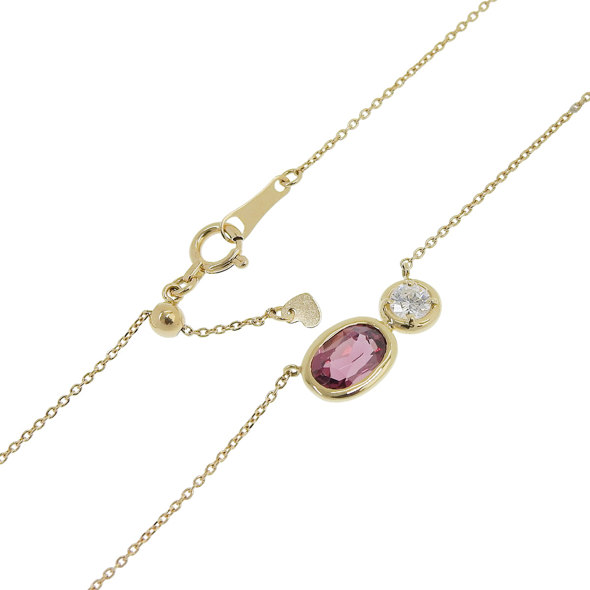 Garnet Necklace D0.165 Yellow Gold K18YG 2.3g