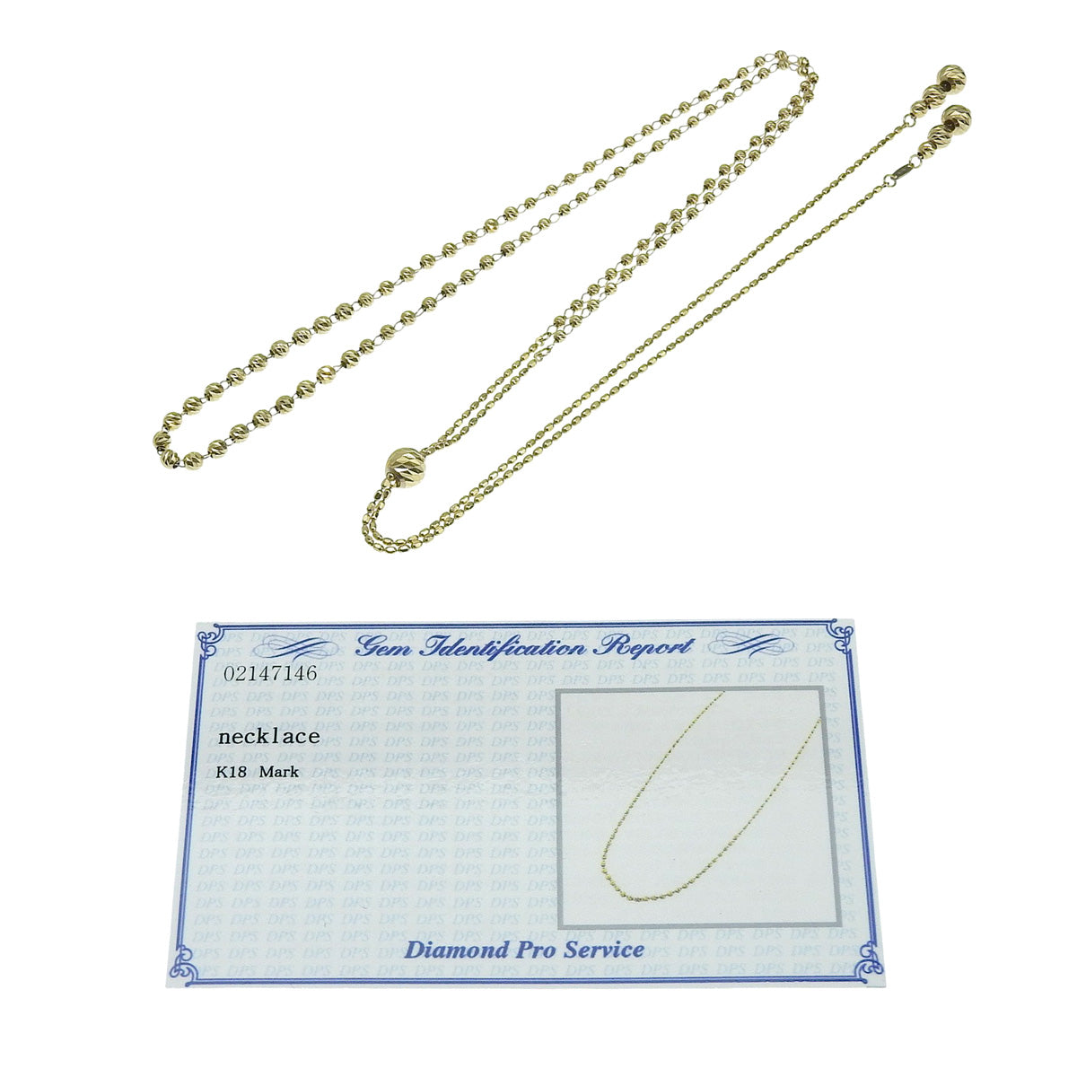 ボール チェーンネックレス イエローゴールド K18YG 6.9g