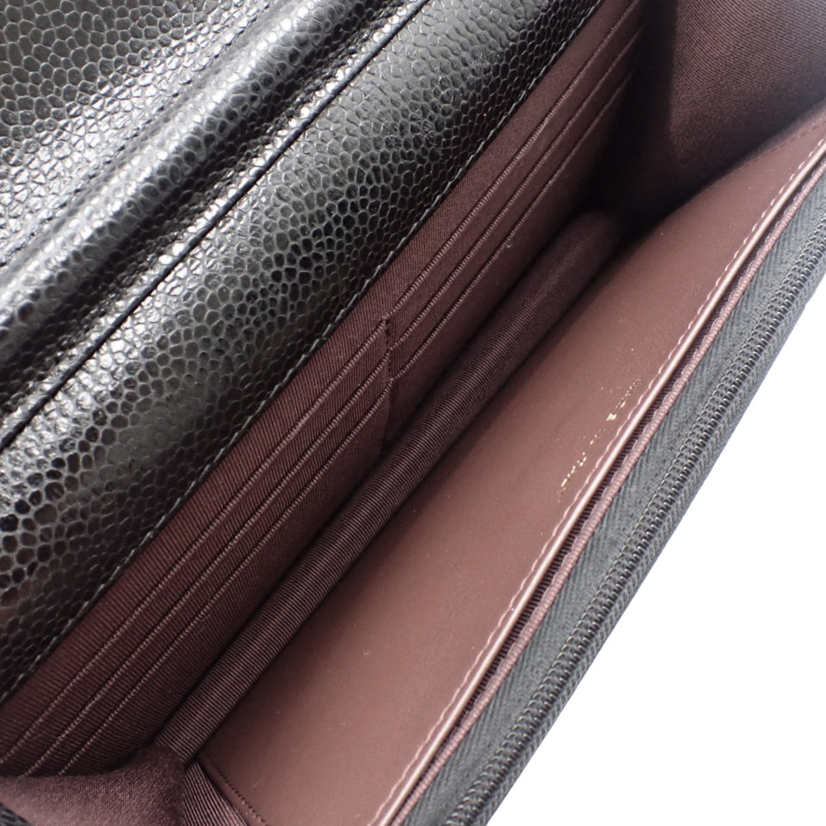 マトラッセ ココマーク チェーンウォレット キャビアスキン ブラック